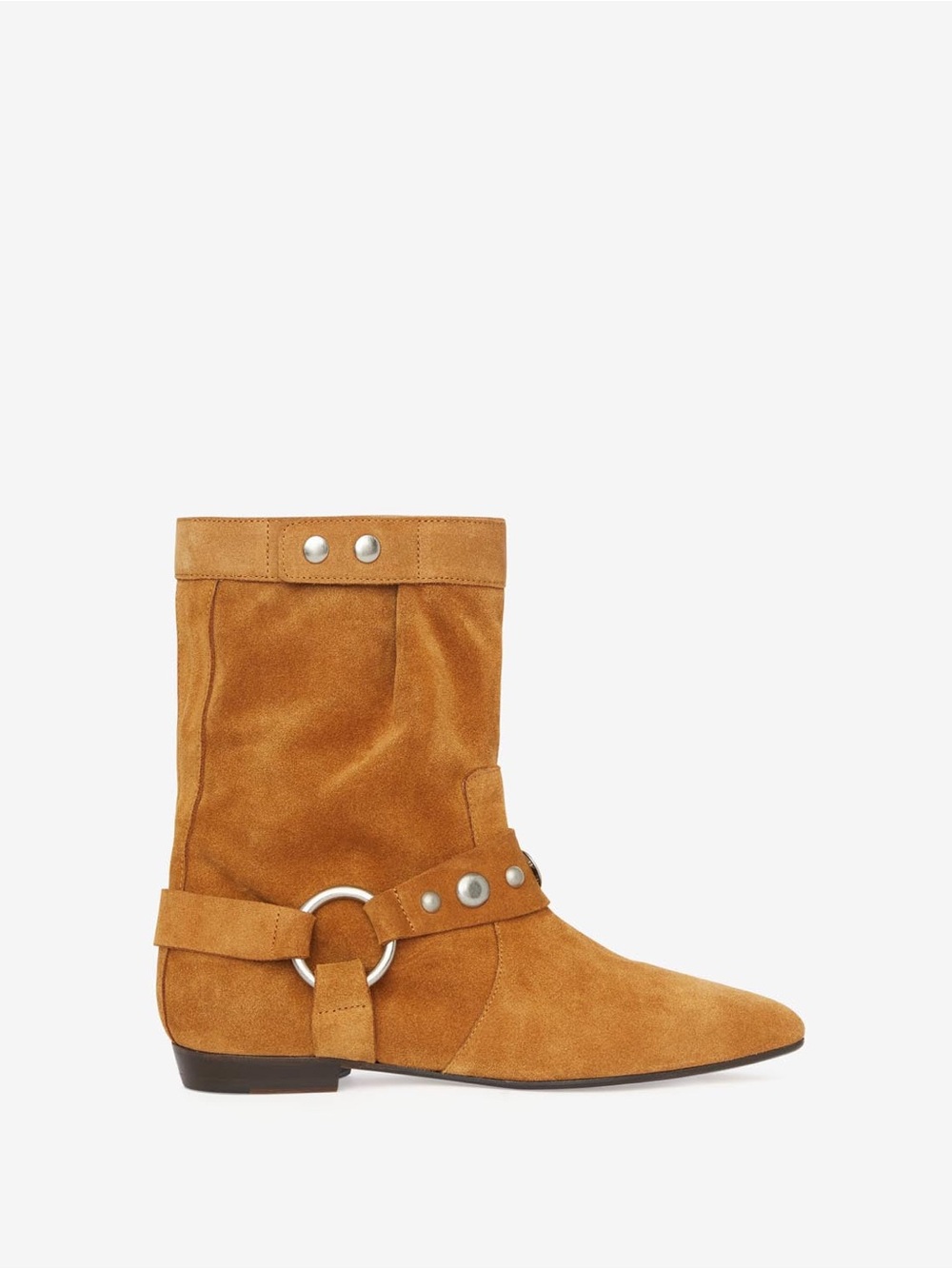 NWT ISABEL MARANT Stania Boot Cognac Suede Calfskin with Silver Hardware